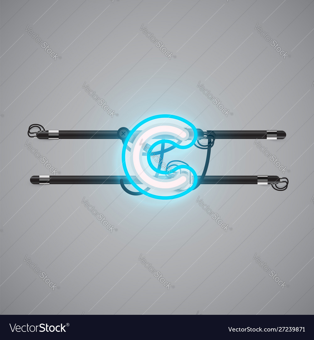 Realistic glowing double neon charcter on and off