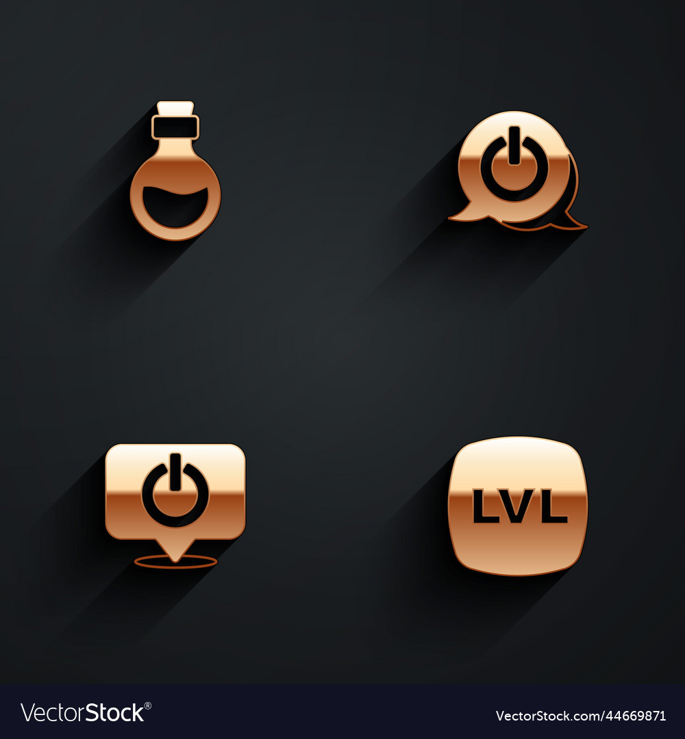 Set bottle with magic elixir power button vector image Set bottle with magic elixir power button