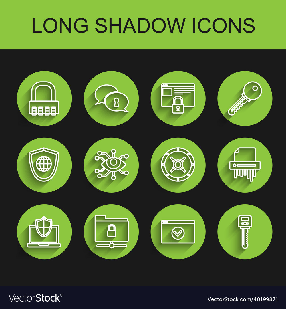 Set line laptop protected with shield ftp folder vector image Set line laptop protected with shield ftp folder