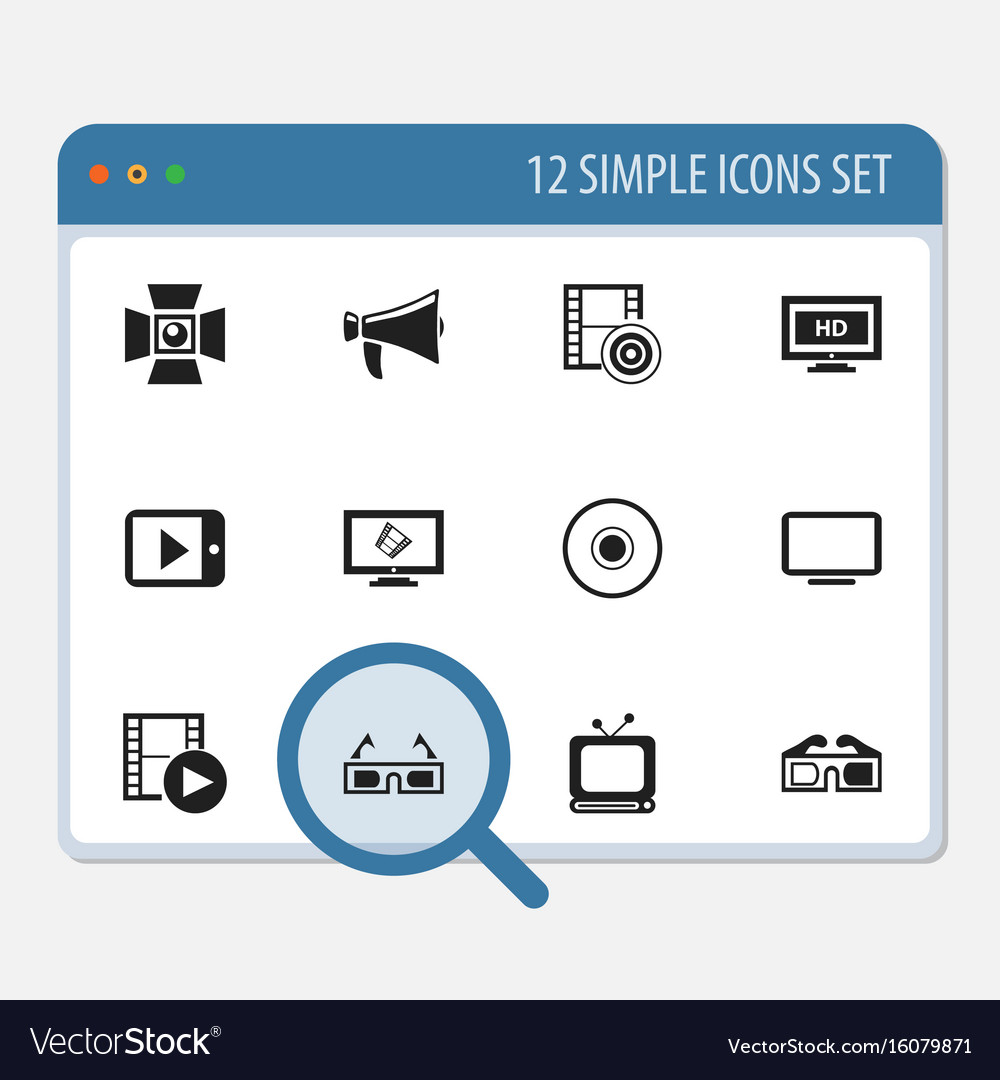 Set of 12 editable movie icons includes symbols