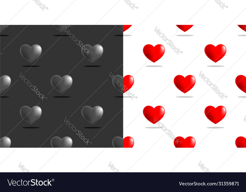 Set seamless patterns with clipping mask hearts