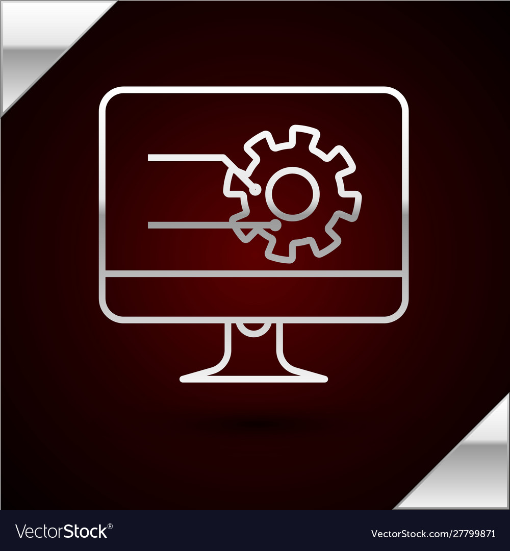 Silver line computer monitor with graph chart icon Vector Image Silver line computer monitor with graph chart icon