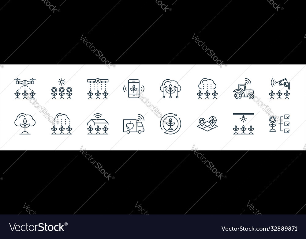 Smart farm line icons linear set quality
