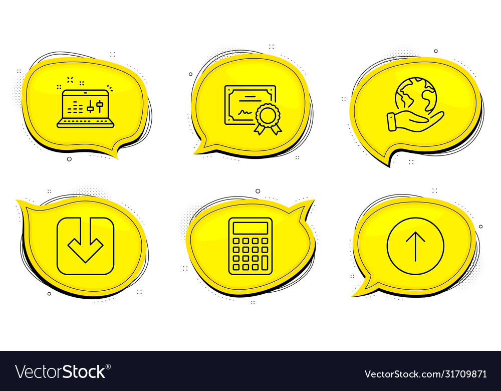 Sound check load document and calculator icons vector image Sound check load document and calculator icons