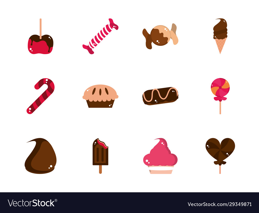 Sweet confectionery snack food candy icons