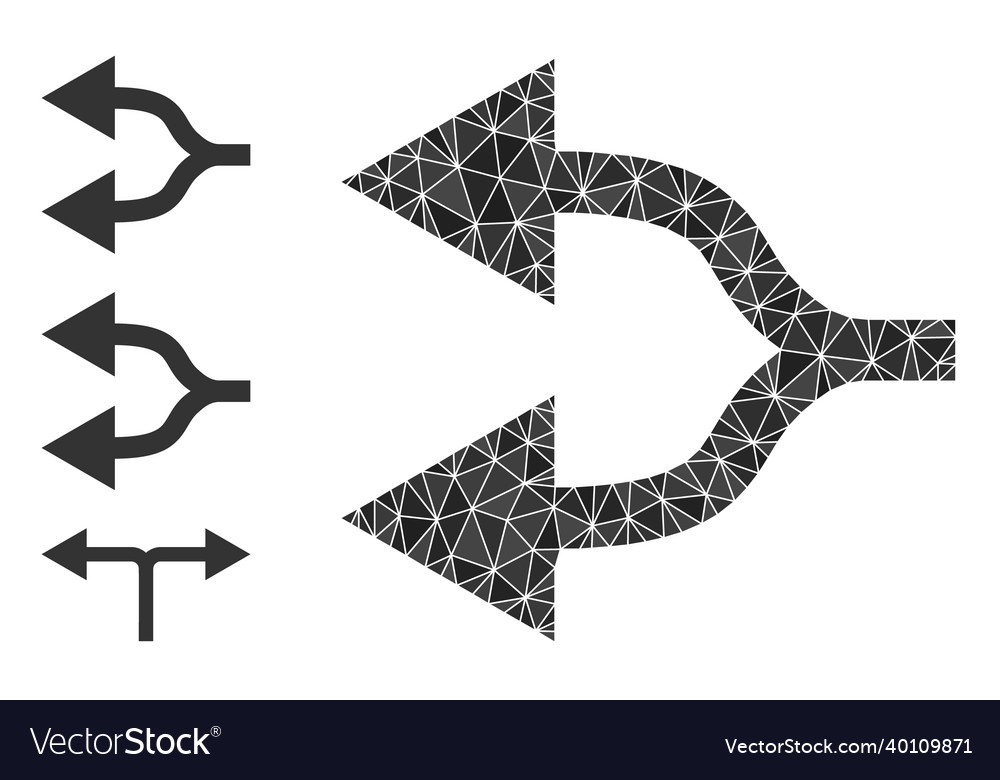 Triangle filled split arrows left icon