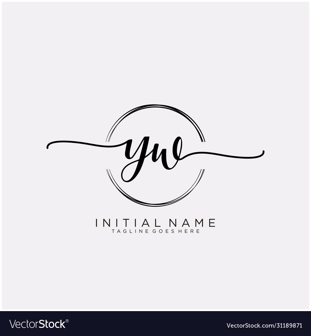 Y w initial handwriting logo with circle template