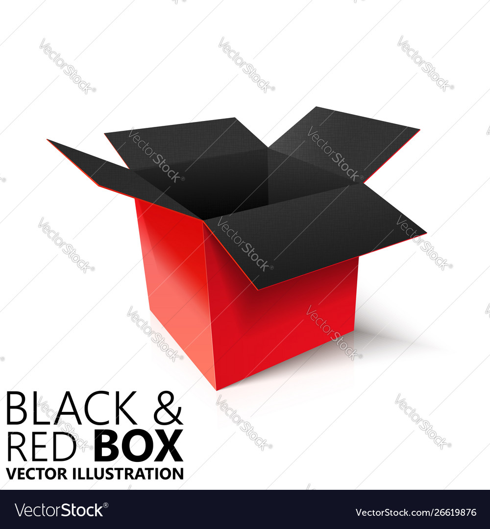 Black and red open box 3d design