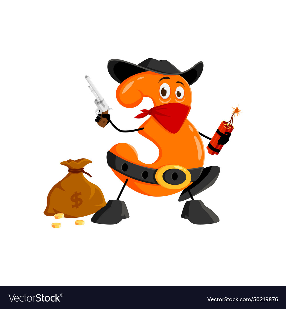 Cartoon math number three robber with dynamite Vector Image