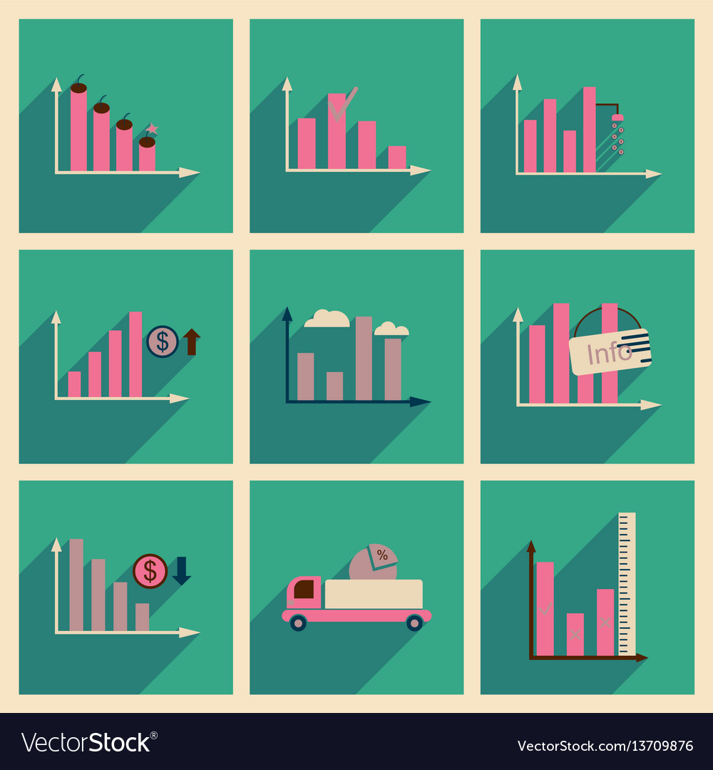 Concept of flat icons with long shadow graphics