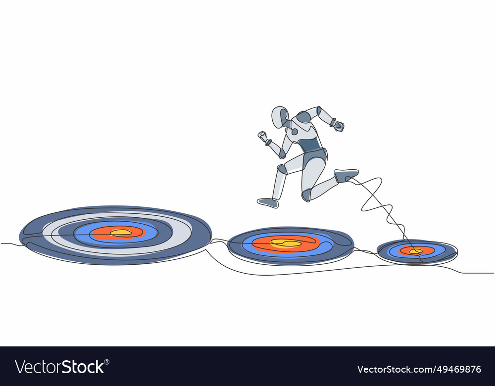 Continuous one line drawing robot jumping Vector Image Continuous one line drawing robot jumping
