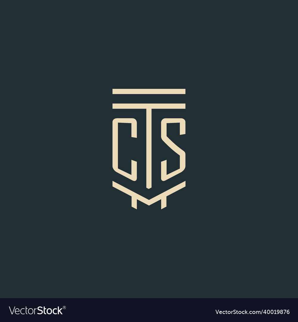 Cs initial monogram with simple line art pillar vector image Cs initial monogram with simple line art pillar