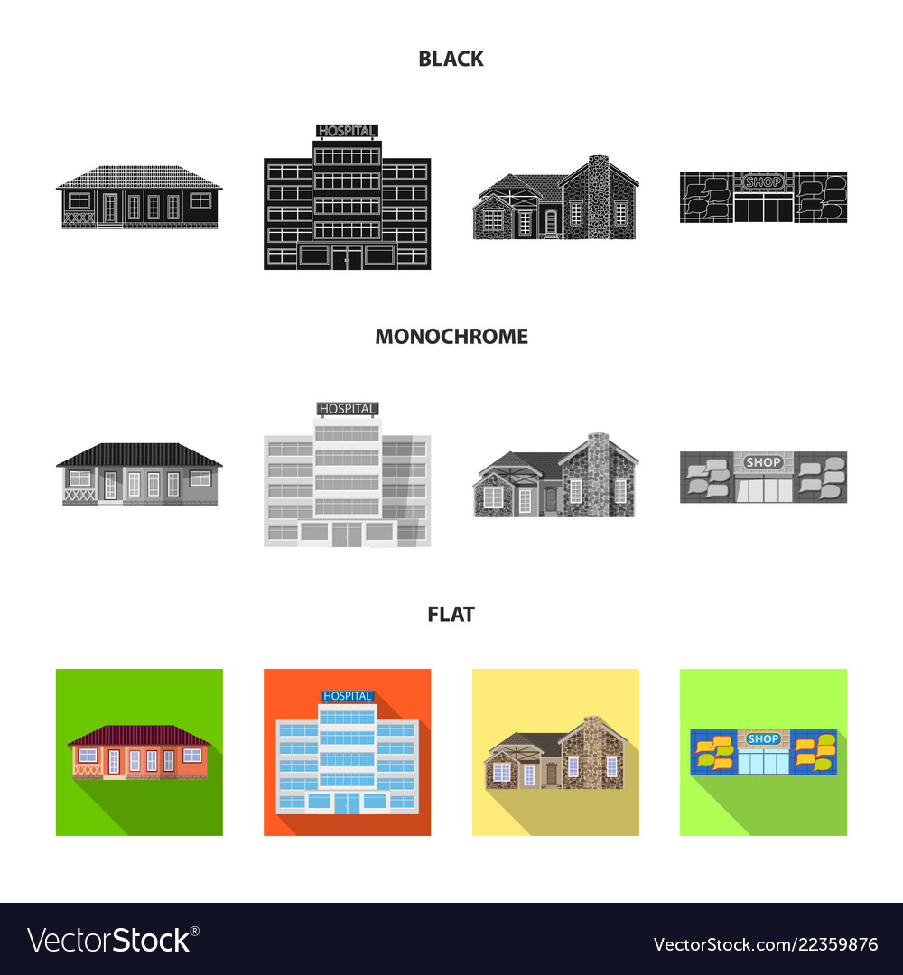 Design of building and front icon set