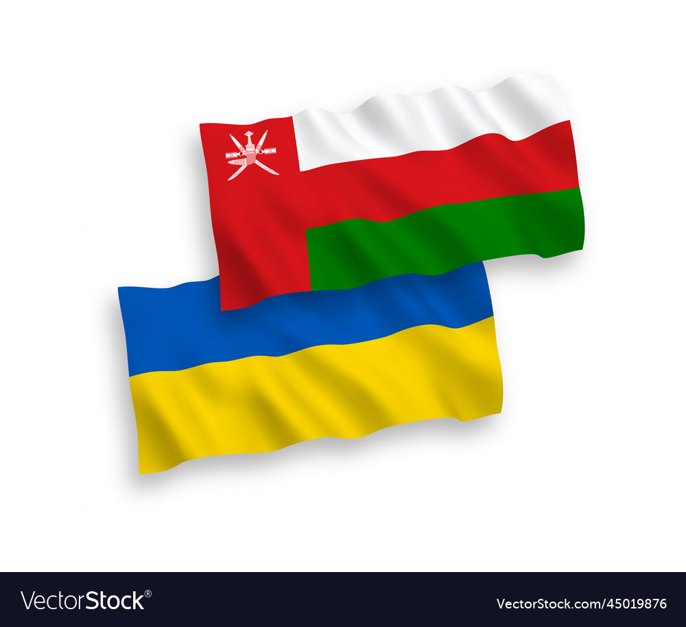 Flags of sultanate oman and ukraine on a white Vector Image