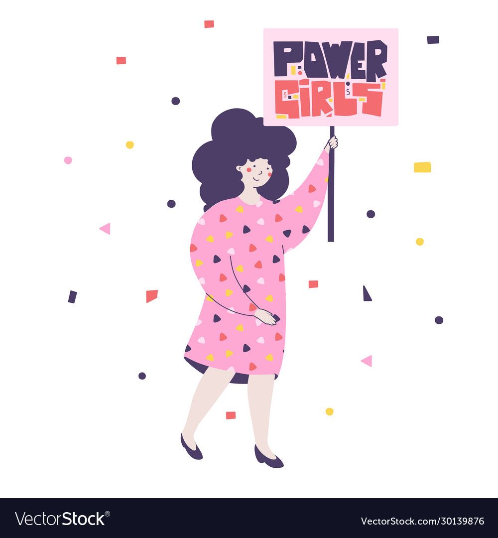 Girl power flat banner with Royalty Free Vector Image