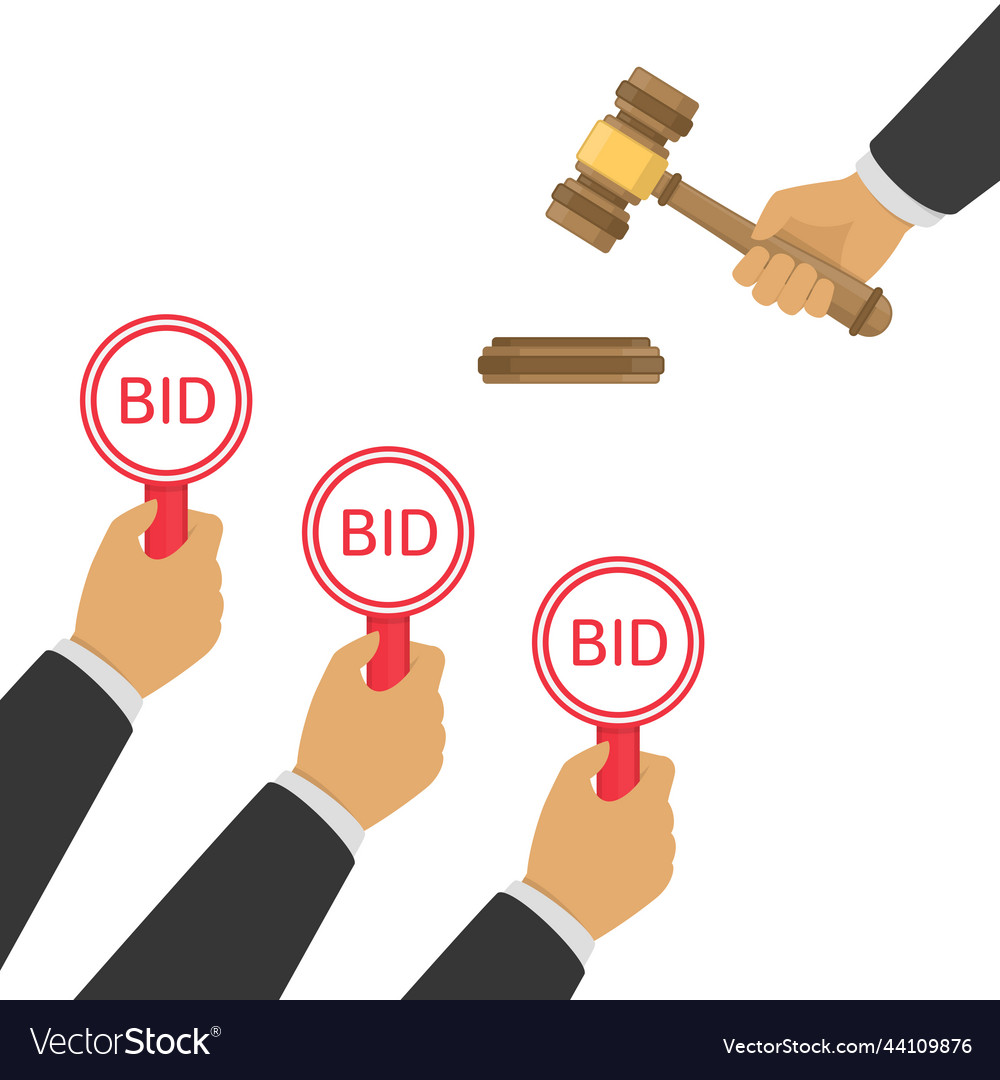 Hand with paddle bid Royalty Free Vector Image