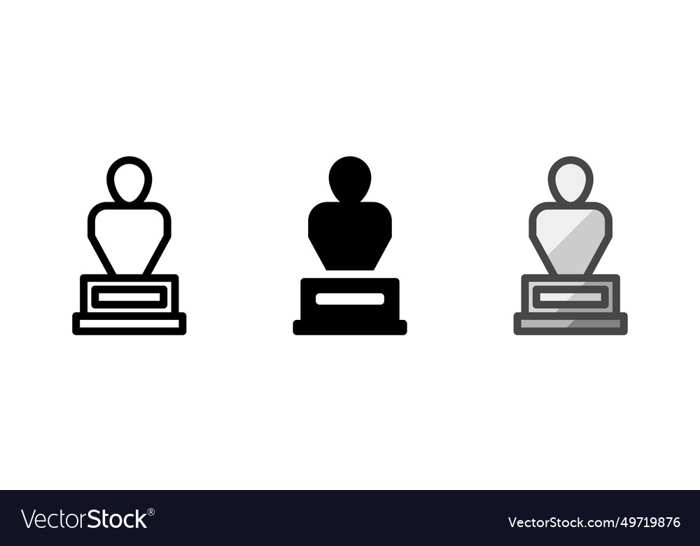 Multipurpose statue icon in three styles