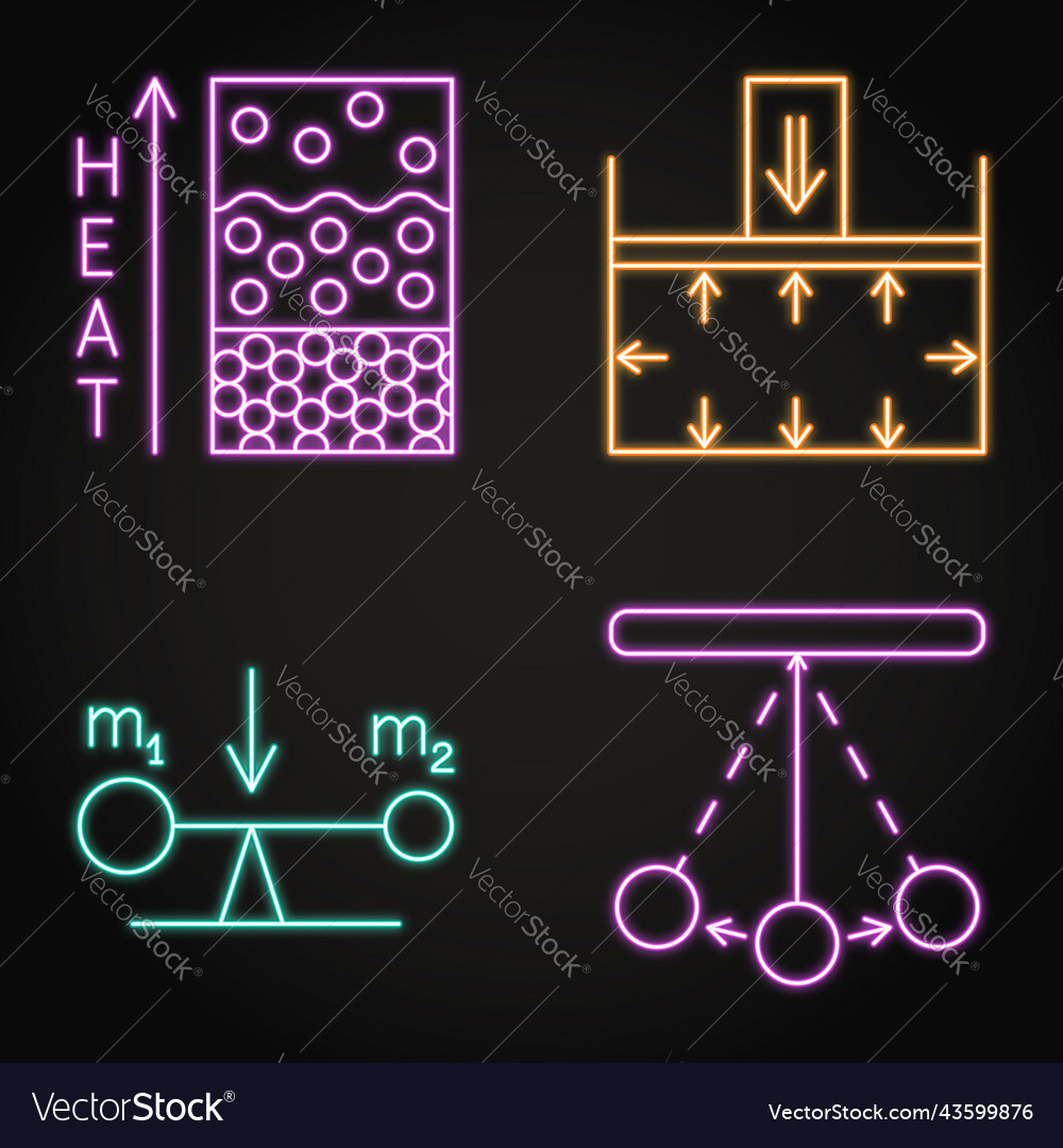 Neon Physics Icon Set - Science Concepts