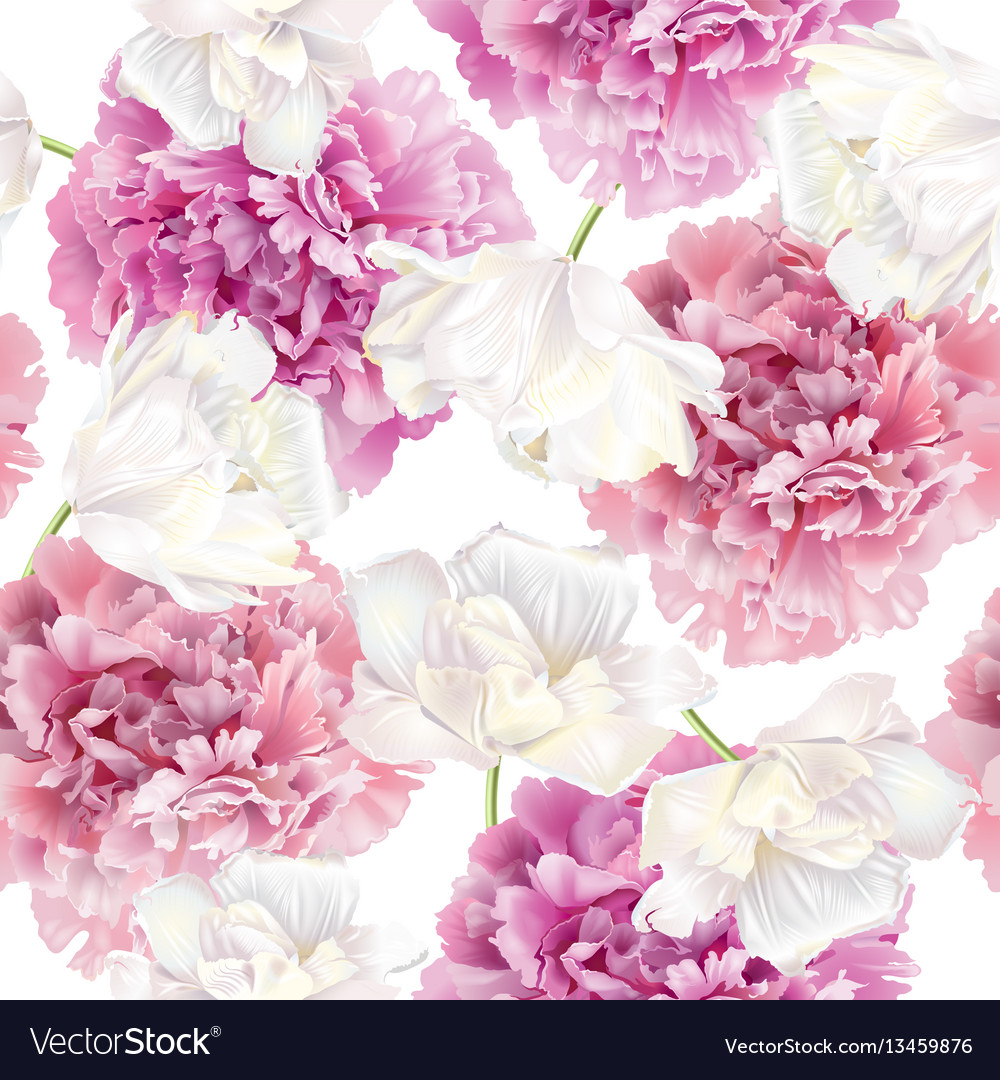 Peony tulip pattern vector image Peony tulip pattern