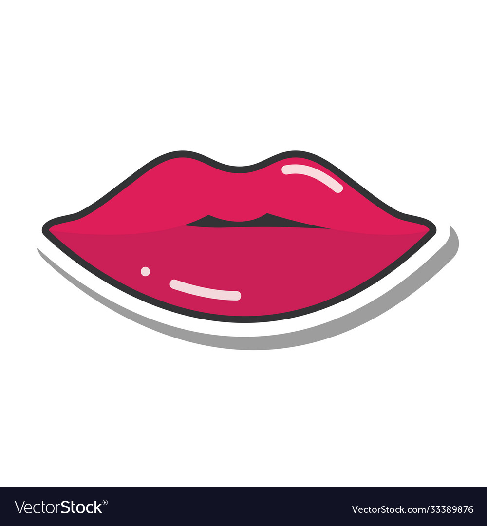 Pop art mouth and lips cool sexy red kissed line