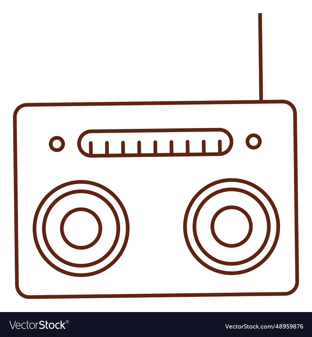 Radio cassette player stroke element vector image Radio cassette player stroke element
