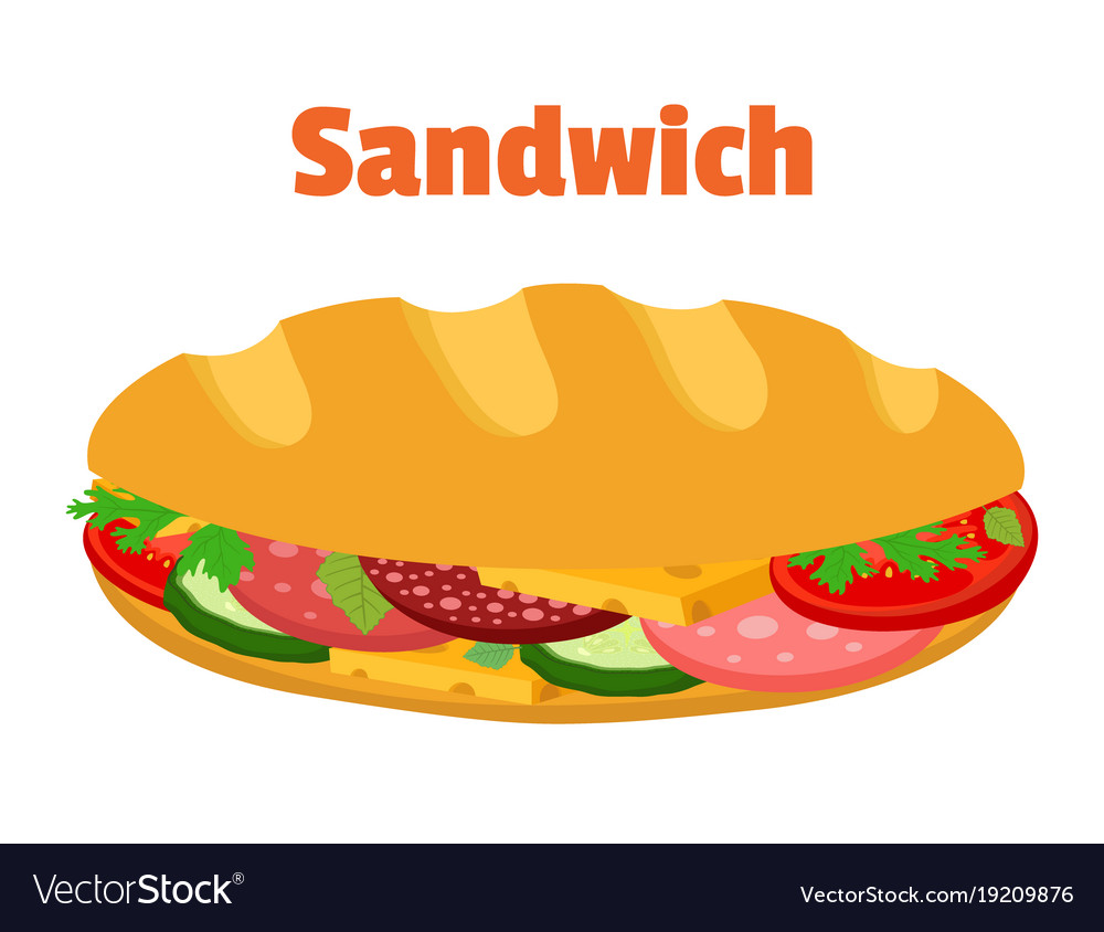 Sandwich breakfast fast food cartoon flat style