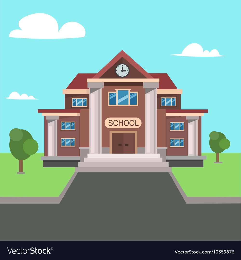 School front view Royalty Free Vector Image - VectorStock