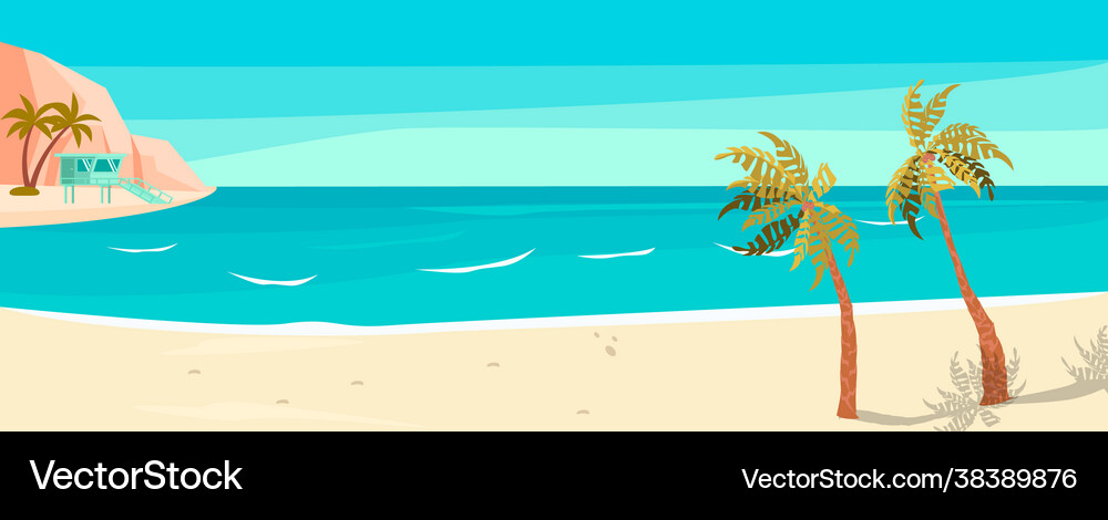 Sea coast panoramic landscape with sand beach Vector Image