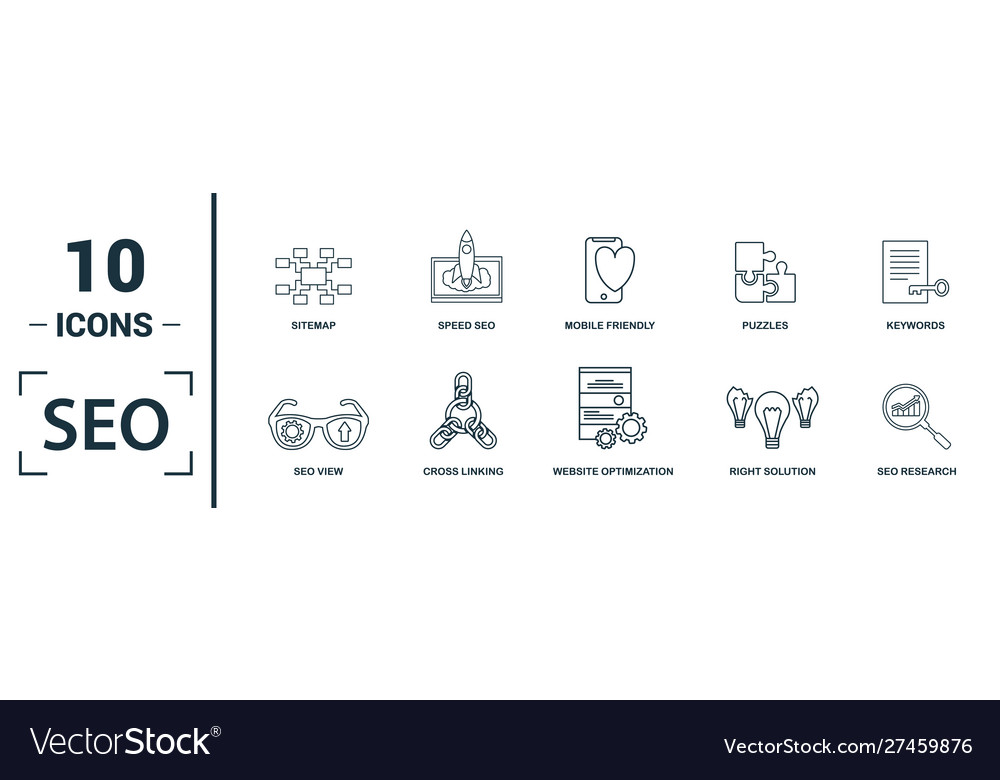 Seo icon set include creative elements search