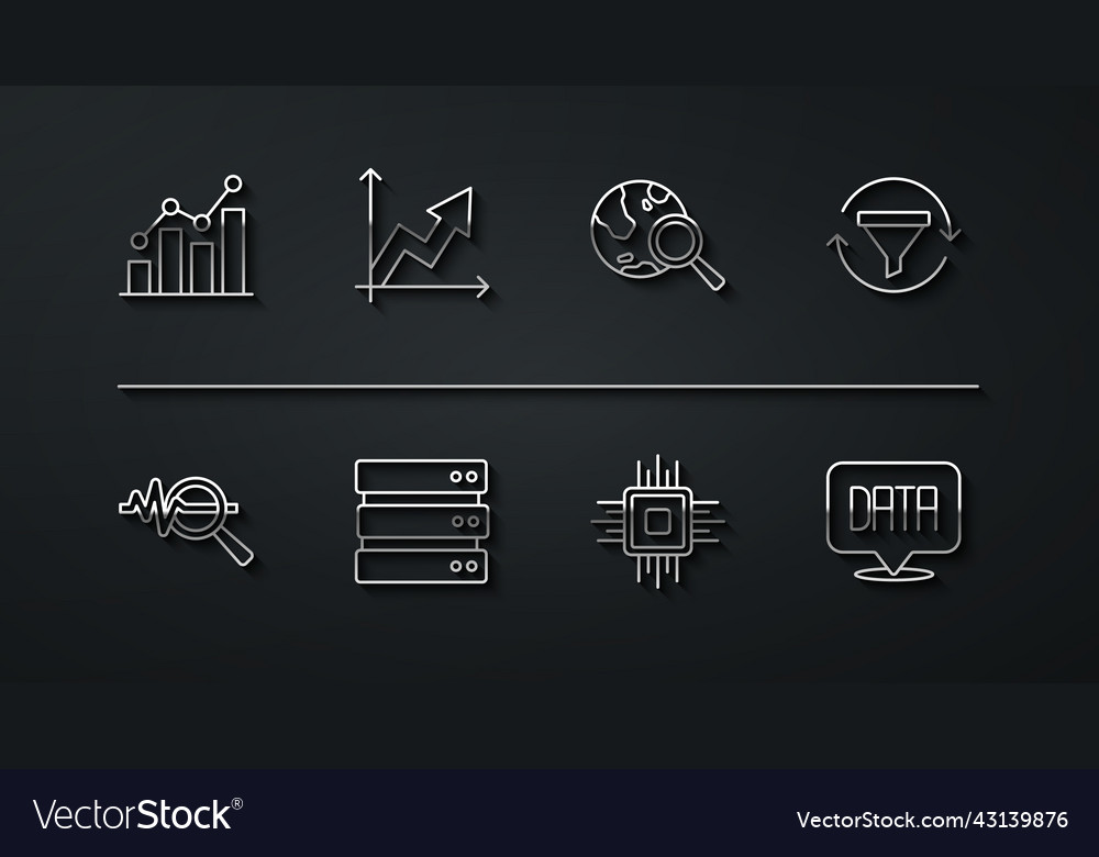 Set line pie chart infographic search data