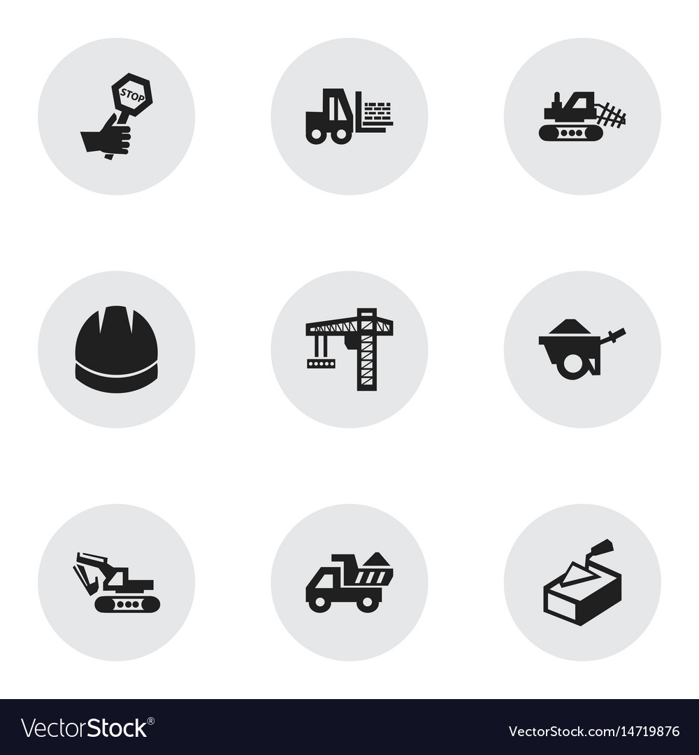 Set of 9 editable building icons includes symbols