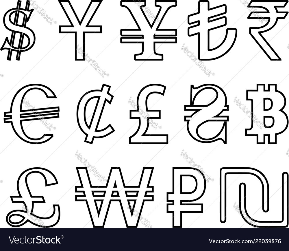 Set symbols of the leading world currencies Vector Image