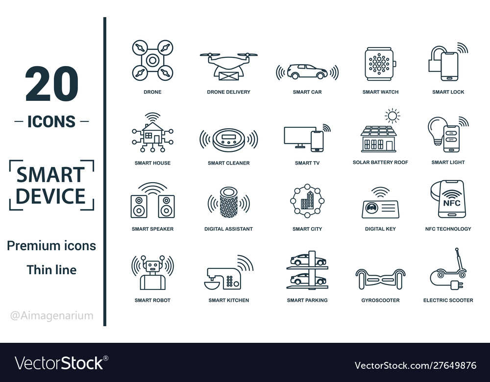 Smart devices icon set include creative elements vector image Smart devices icon set include creative elements