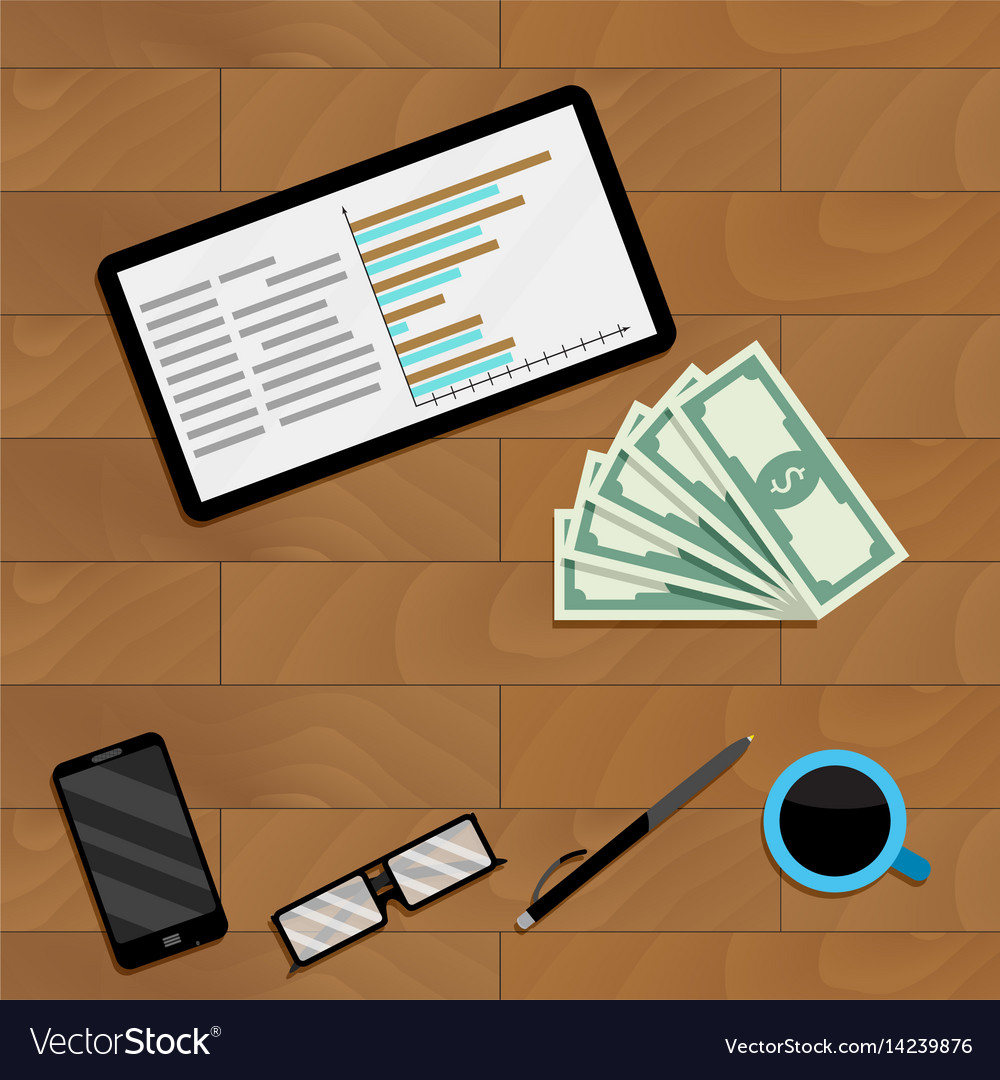 Tablet with chart and graph