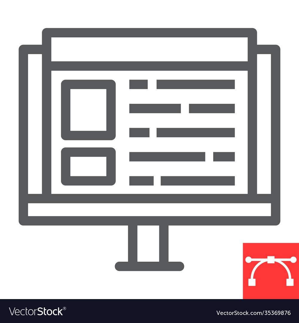 Web design line icon website and ux monitor sign vector image Web design line icon website and ux monitor sign