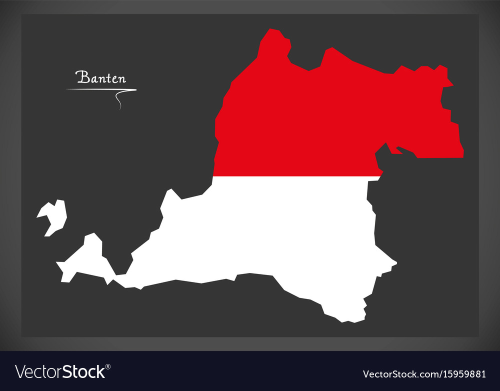 Banten indonesia map with indonesian national flag