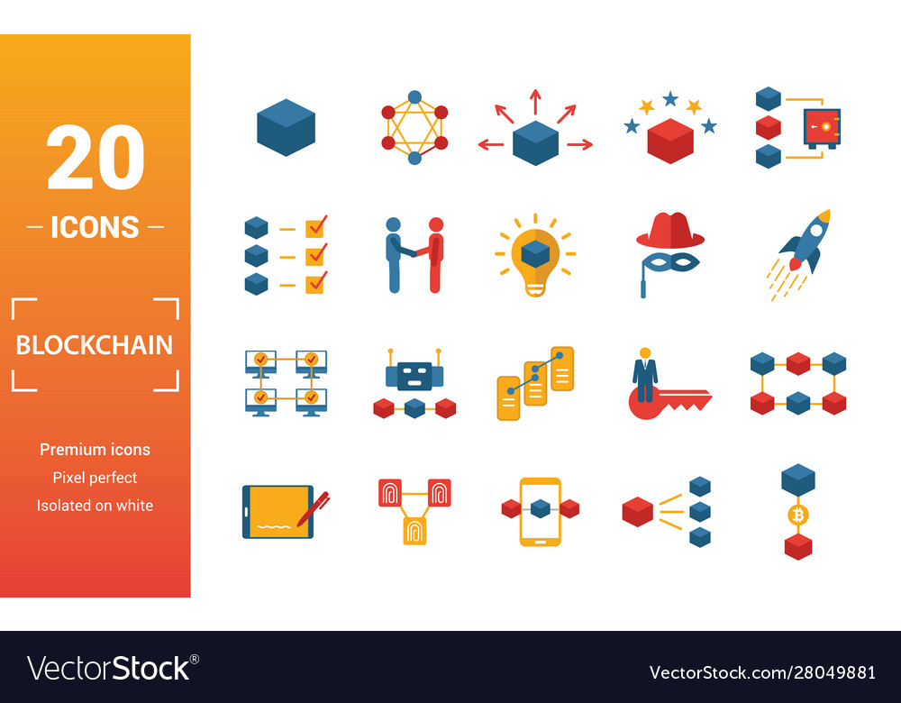 Blockchain icon set include creative elements Vector Image Blockchain icon set include creative elements