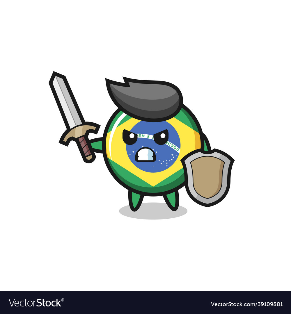 Cute brazil flag badge soldier fighting