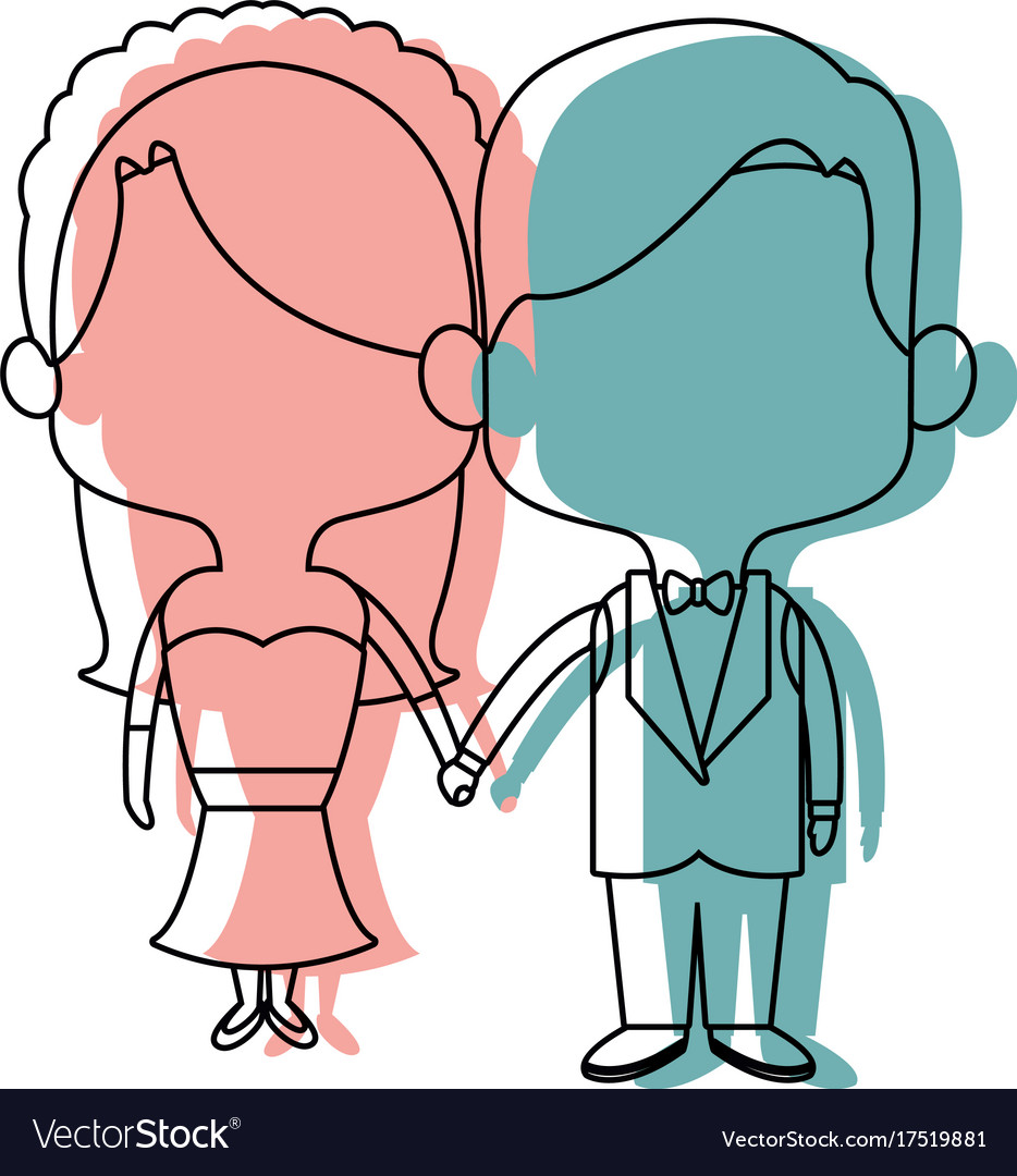 Cute couple husband wife in wedding suit happy
