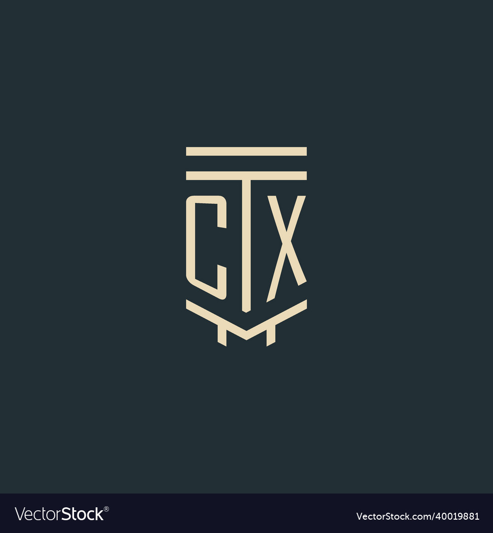 Cx initial monogram with simple line art pillar