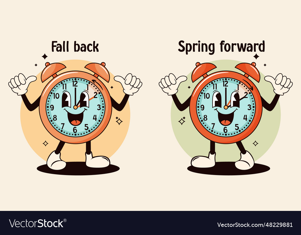 Daylight saving time fall back and spring forward vector image Daylight saving time fall back and spring forward