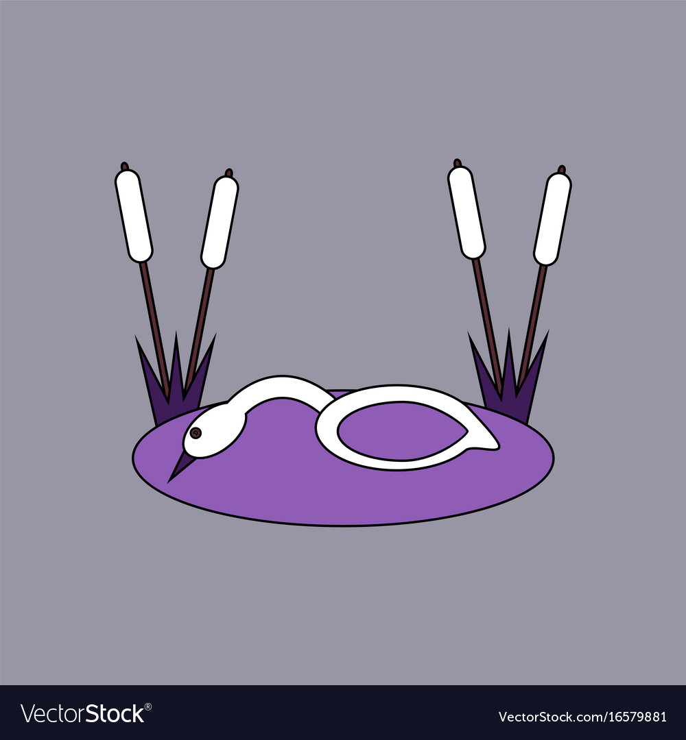 Flat icon design collection swan in the reeds