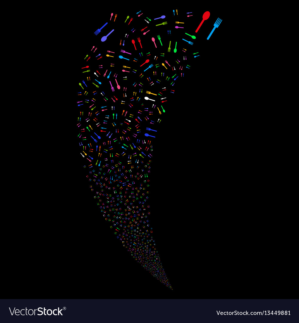 Fork and spoon random stream vector image Fork and spoon random stream