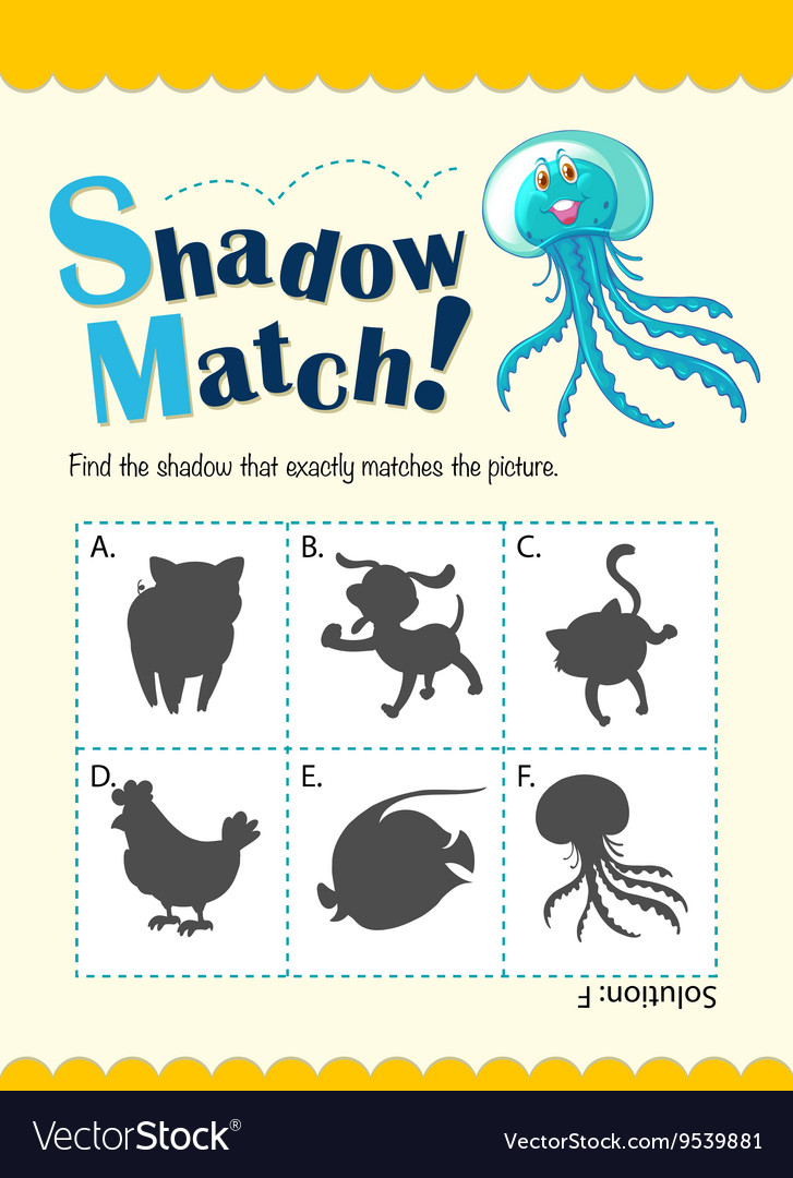 Game template with shadow matching jellyfish