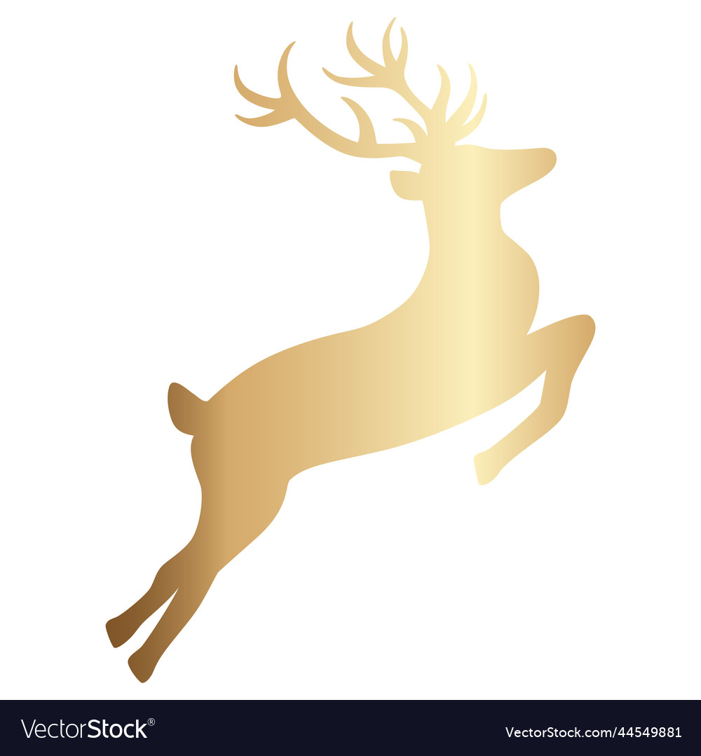 Hand drawn decorative golden christmas reindeer