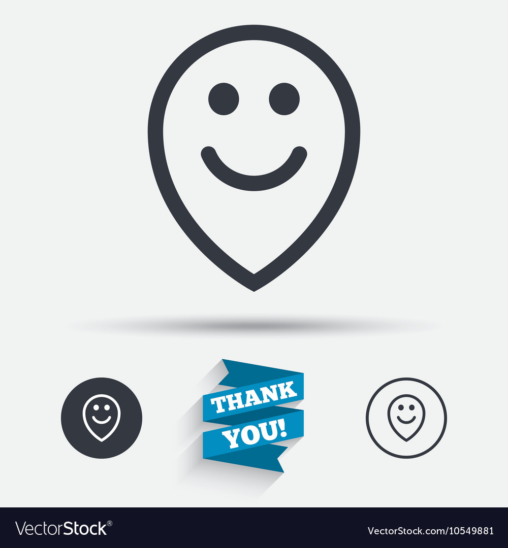 Happy face map pointer symbol smile icon