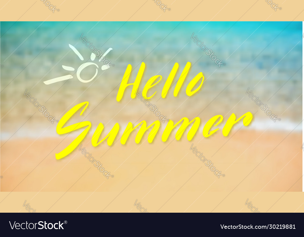 Hello Summer Calligraphy Lettering On Tropical Vector Image