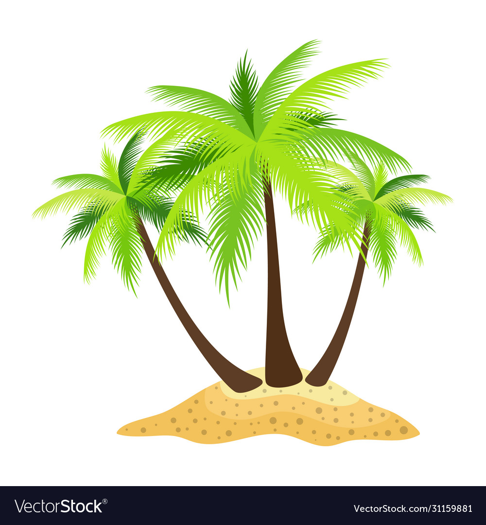 Island palm trees isolated on white background Vector Image