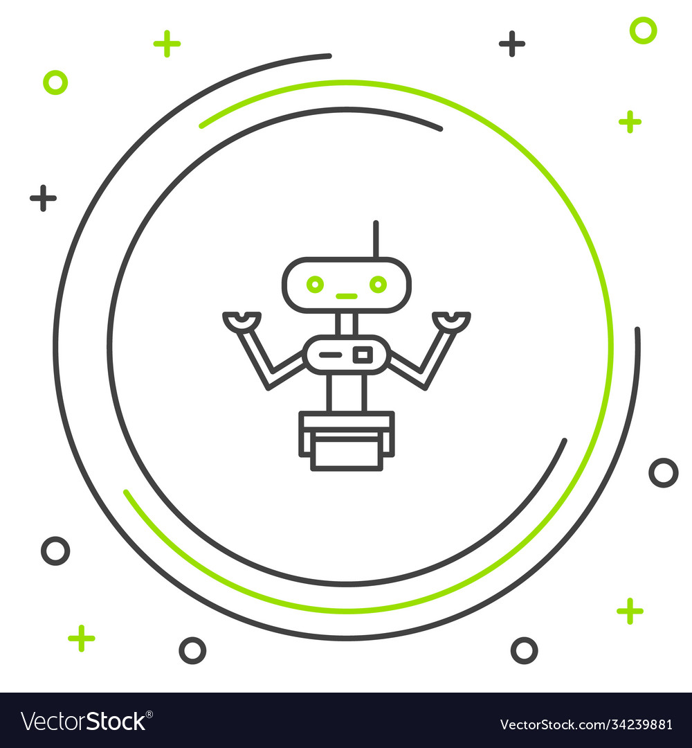Line robot icon isolated on white background vector image Line robot icon isolated on white background