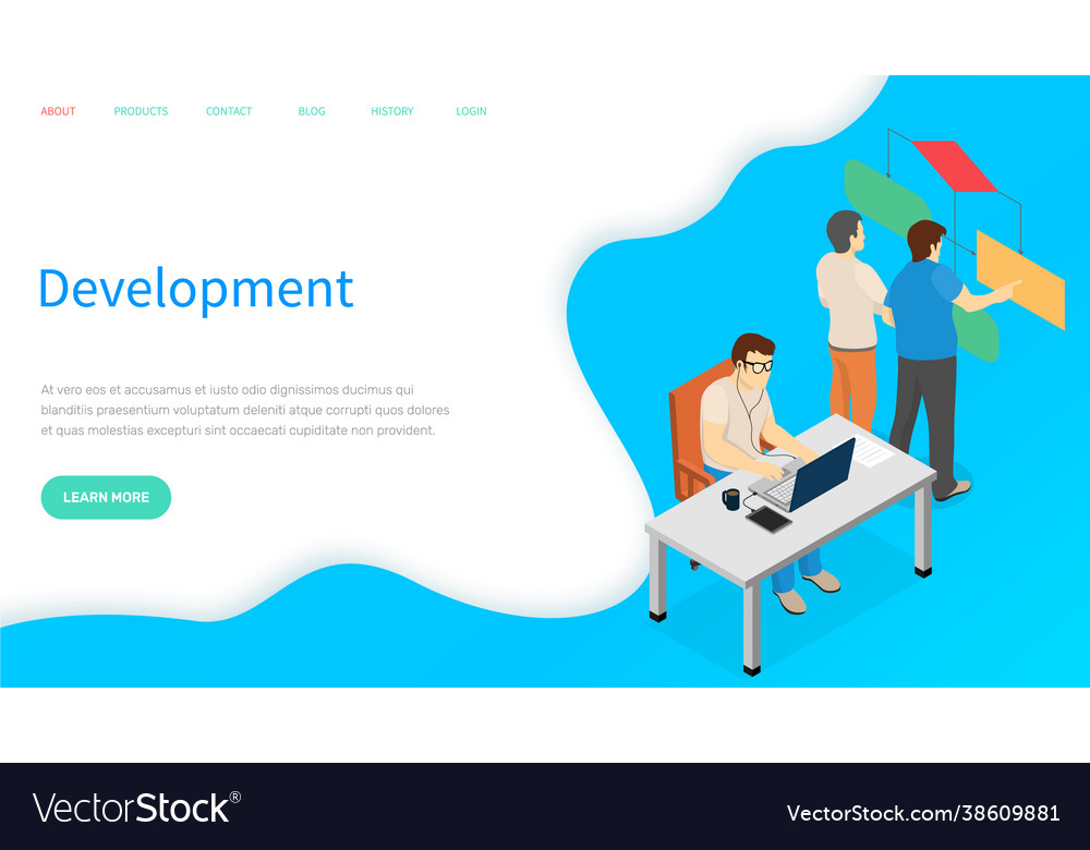 Male programmer is working on web development vector image Male programmer is working on web development